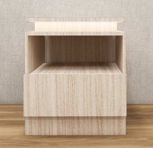 Modern Oak Finish Bedside Table with Floating Top Design