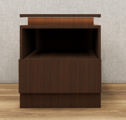 Rich Walnut Finish Bedside Table with Floating Top Design