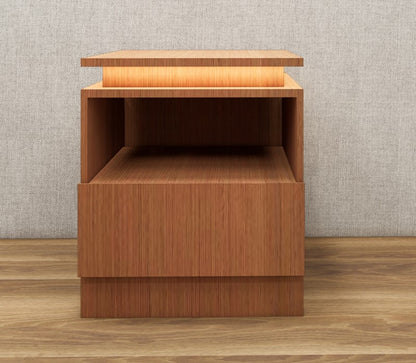 Burma Teak Finish Bedside Table with Floating Top Design