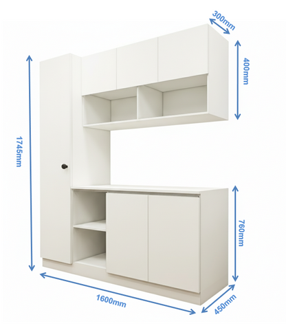 Modern Wool White Finish Crockery Unit – Multi-Section Modular Design