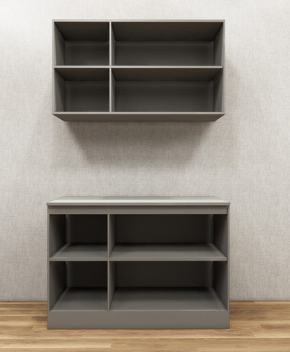 Contemporary Dust Finish Crockery Unit – Upper & Lower Cabinet Design
