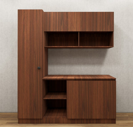 Modern American Walnut Finish Crockery Unit – Multi-Section Modular Design