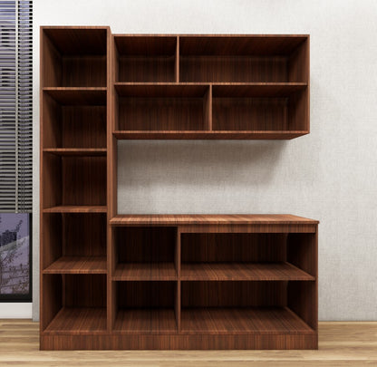 Modern American Walnut Finish Crockery Unit – Multi-Section Modular Design