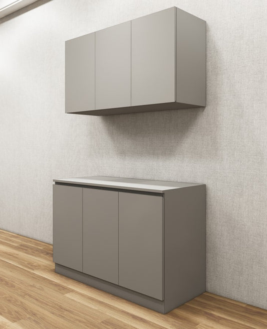 Contemporary Dust Finish Crockery Unit – Upper & Lower Cabinet Design