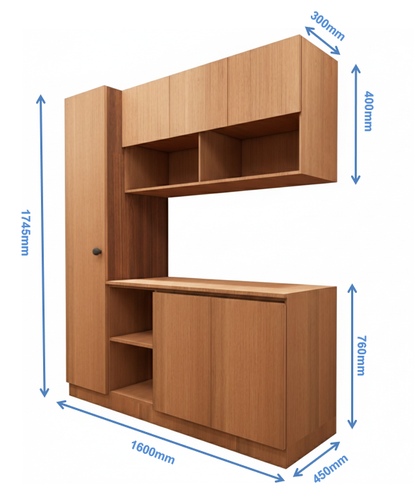 Modern Burma Teak Finish Crockery Unit – Multi-Section Modular Design