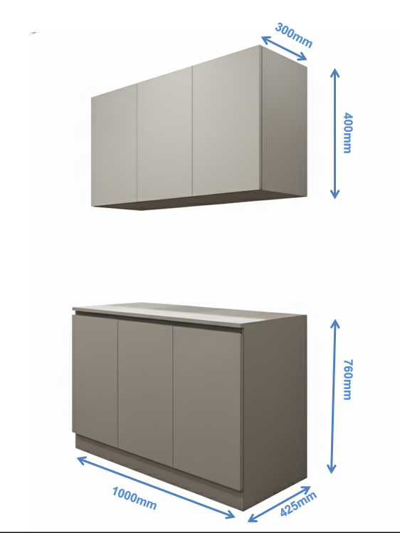 Contemporary Dust Finish Crockery Unit – Upper & Lower Cabinet Design