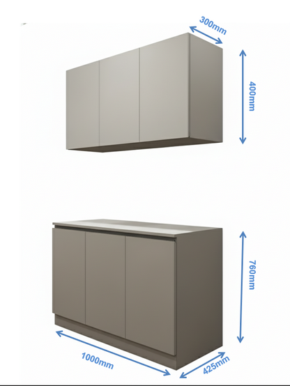 Contemporary Dust Finish Crockery Unit – Upper & Lower Cabinet Design