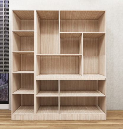 Modern Oak & Wool White Finish Crockery Unit – Dual-Tone Open Display Shelves