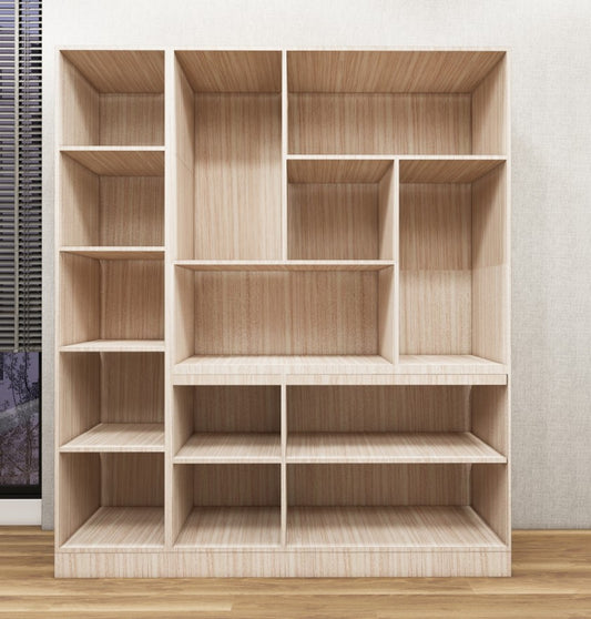 Modern Oak & Wool White Finish Crockery Unit – Dual-Tone Open Display Shelves