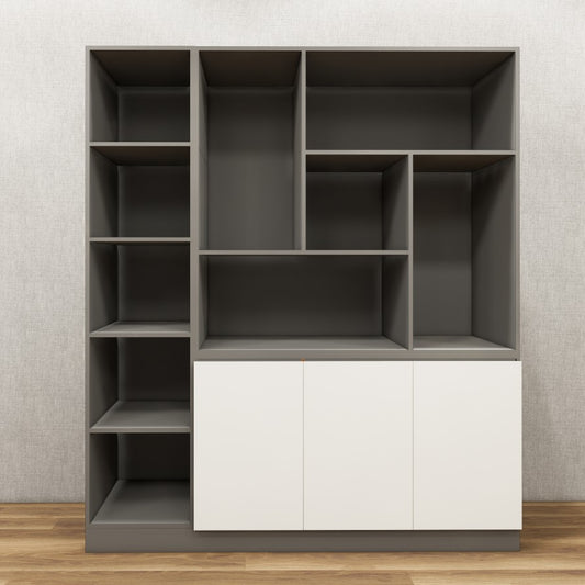 Dust & Wool White Finish Crockery Unit – Dual-Tone Open Display Shelves