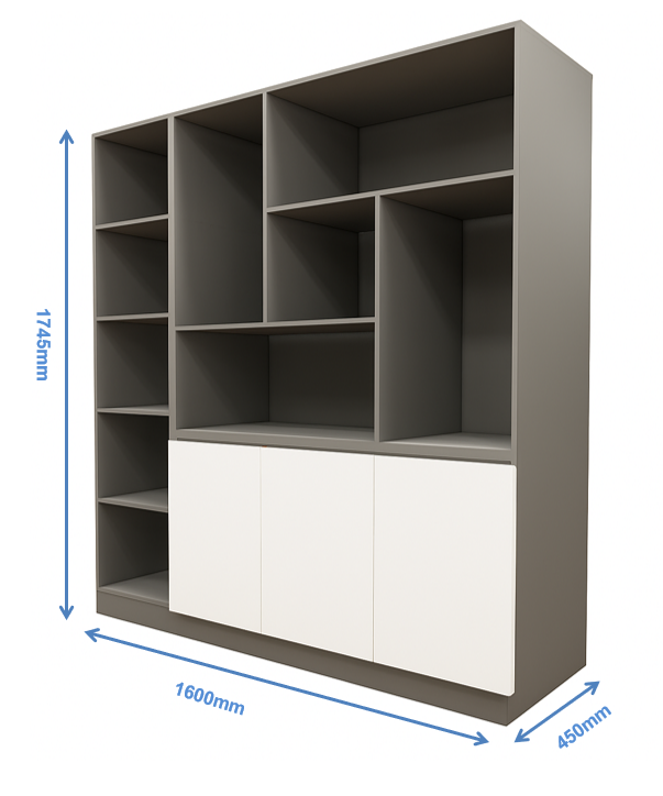 Dust & Wool White Finish Crockery Unit – Dual-Tone Open Display Shelves