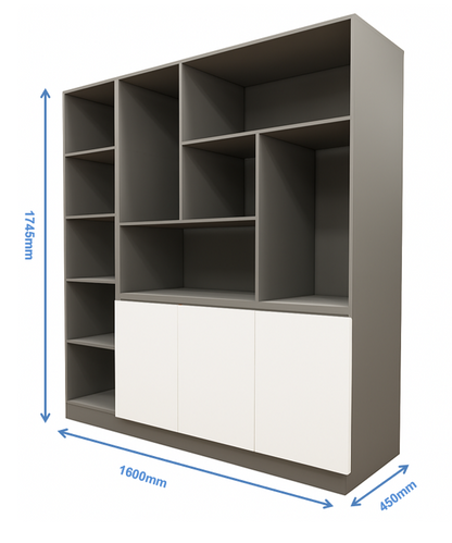 Dust & Wool White Finish Crockery Unit – Dual-Tone Open Display Shelves
