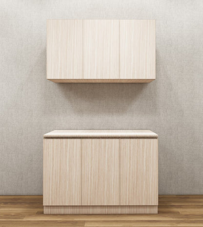 Contemporary Modern Oak Finish Crockery Unit – Upper & Lower Cabinet Design