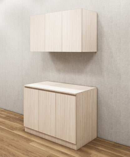 Contemporary Modern Oak Finish Crockery Unit – Upper & Lower Cabinet Design