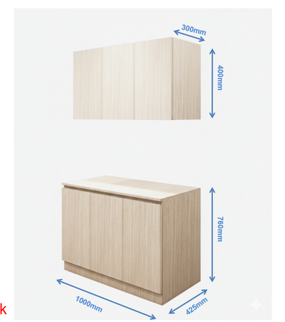 Contemporary Modern Oak Finish Crockery Unit – Upper & Lower Cabinet Design