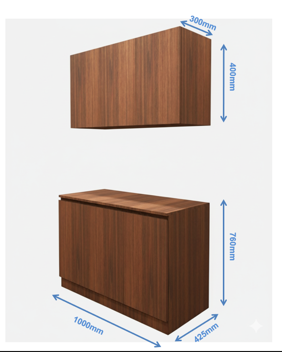 Contemporary American Walnut Finish Crockery Unit – Upper & Lower Cabinet Design