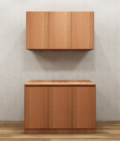 Contemporary Burma Teak Finish Crockery Unit – Upper & Lower Cabinet Design