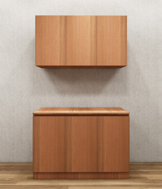 Contemporary Burma Teak Finish Crockery Unit – Upper & Lower Cabinet Design