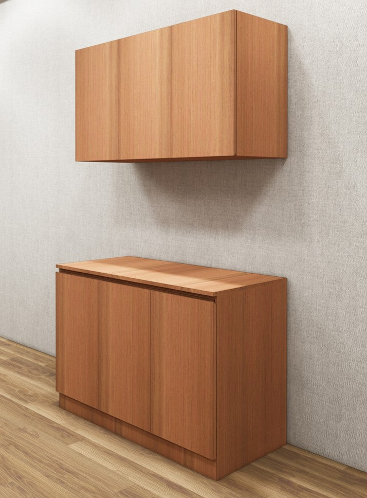 Contemporary Burma Teak Finish Crockery Unit – Upper & Lower Cabinet Design