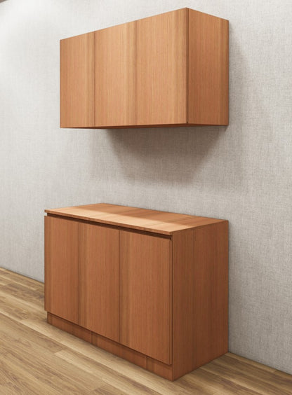 Contemporary Burma Teak Finish Crockery Unit – Upper & Lower Cabinet Design