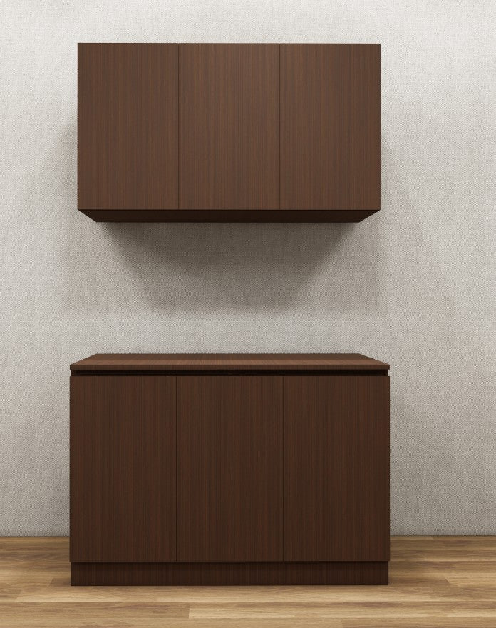 Contemporary Rick Walnut Finish Crockery Unit – Upper & Lower Cabinet Design