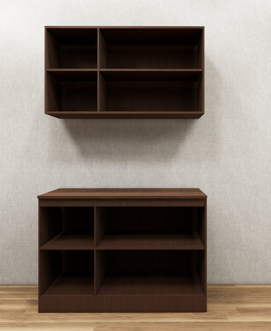Contemporary Rick Walnut Finish Crockery Unit – Upper & Lower Cabinet Design