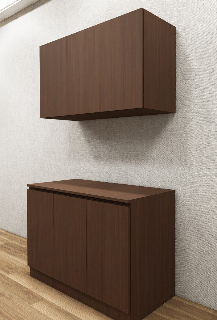 Contemporary Rick Walnut Finish Crockery Unit – Upper & Lower Cabinet Design