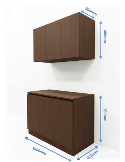 Contemporary Rick Walnut Finish Crockery Unit – Upper & Lower Cabinet Design