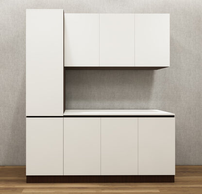 Rich Walnut & Wool White Finish Crockery Unit – Modern Dining Storage