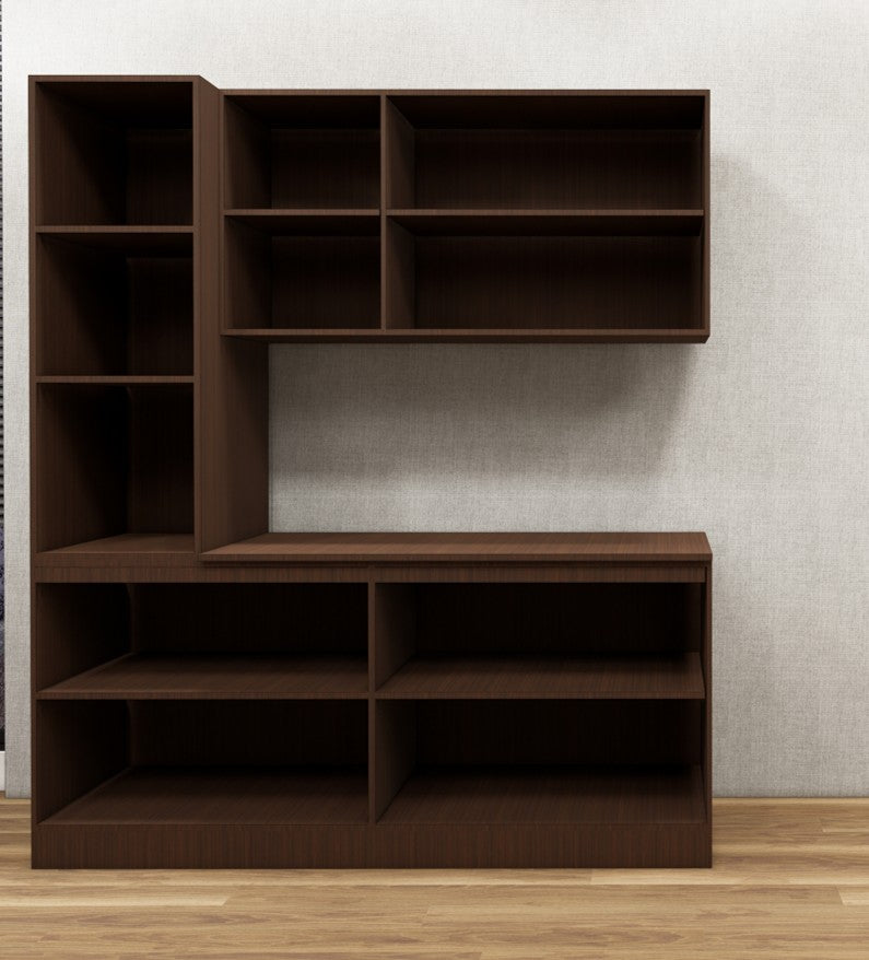 Rich Walnut & Wool White Finish Crockery Unit – Modern Dining Storage