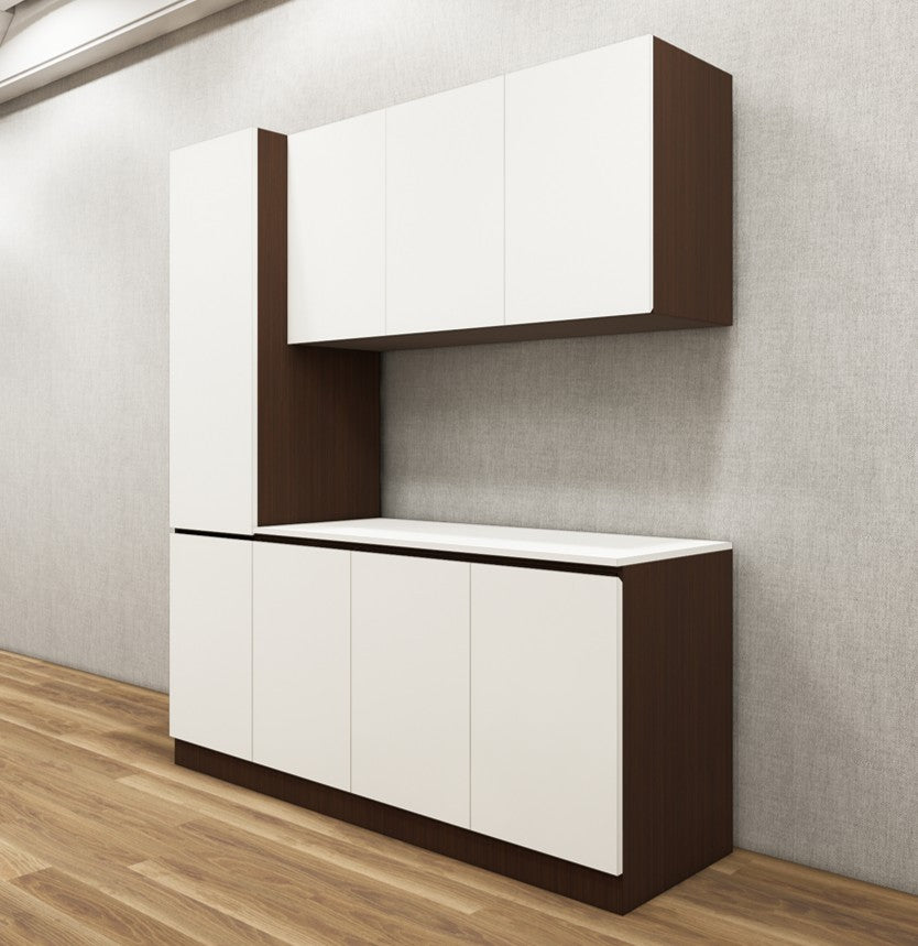Rich Walnut & Wool White Finish Crockery Unit – Modern Dining Storage
