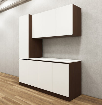 Rich Walnut & Wool White Finish Crockery Unit – Modern Dining Storage