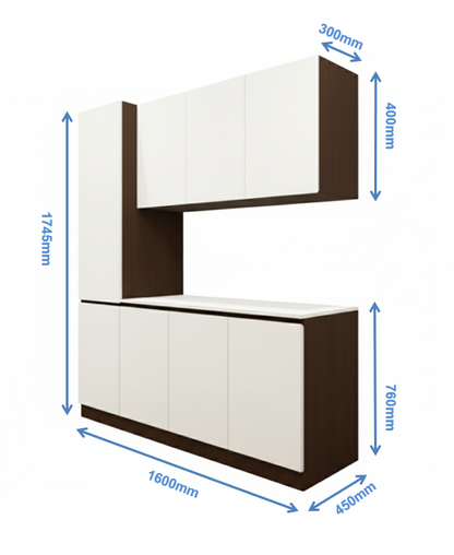 Rich Walnut & Wool White Finish Crockery Unit – Modern Dining Storage