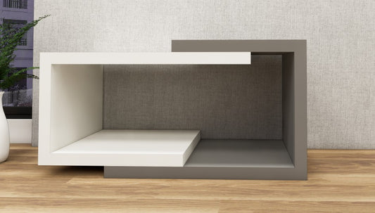 Dust & Wool White Finish Coffee Table – Modern Dual-Tone Design