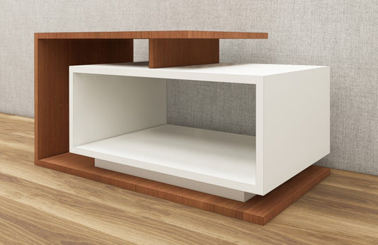 Burma Teak & Wool White Finish Coffee Table – Designer Center Table