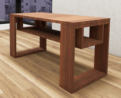 American Walnut Finish Coffee Table – Modern Living Room Center Table