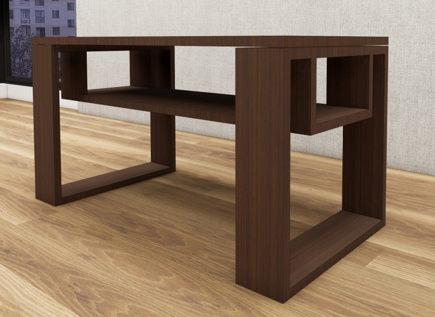 Rich Walnut Finish Coffee Table – Modern Living Room Center Table