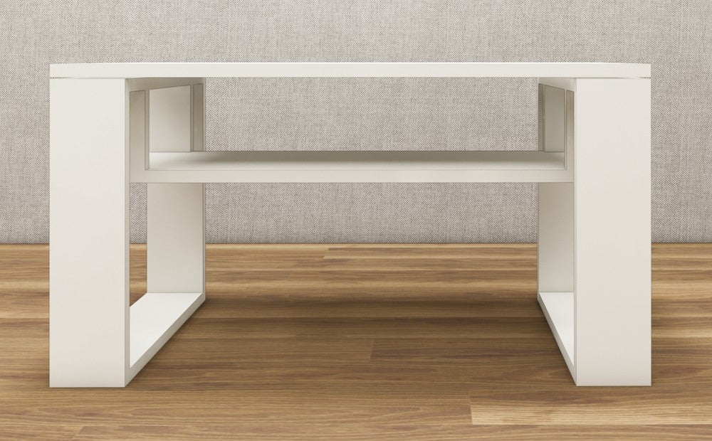 Wool White Finish Coffee Table – Modern Living Room Center Table