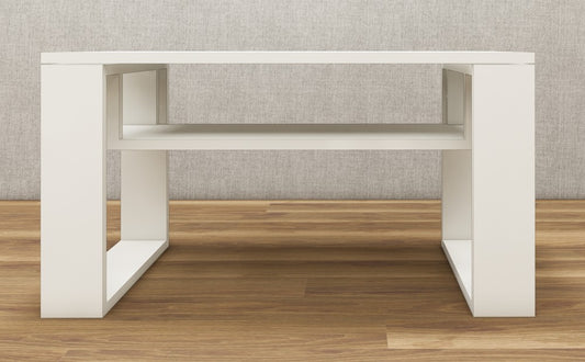 Wool White Finish Coffee Table – Modern Living Room Center Table