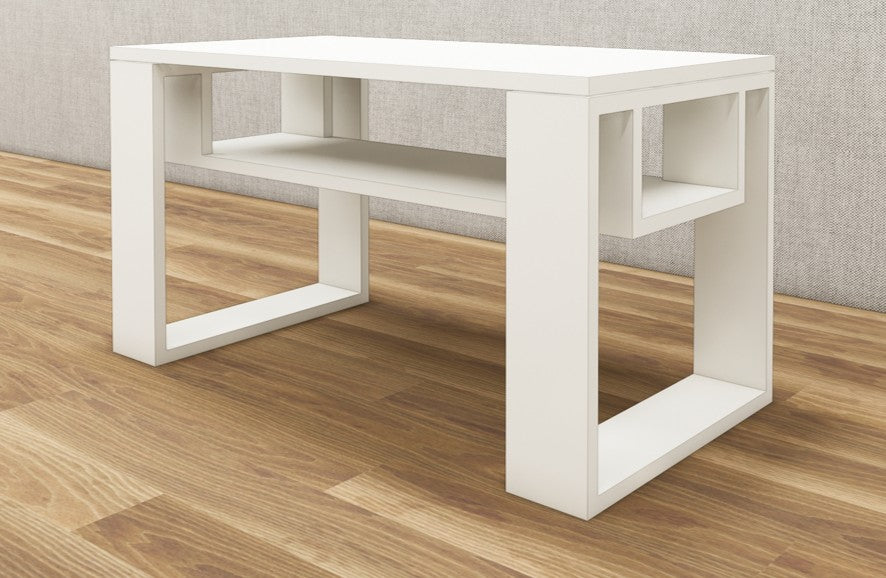 Wool White Finish Coffee Table – Modern Living Room Center Table