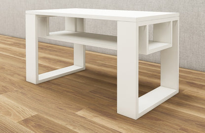 Wool White Finish Coffee Table – Modern Living Room Center Table