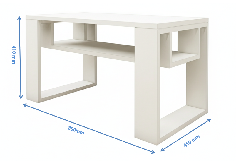 Wool White Finish Coffee Table – Modern Living Room Center Table