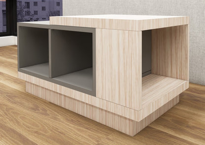 Contemporary Modern Oak & Dust Finish Coffee Table with Open Storage Shelves