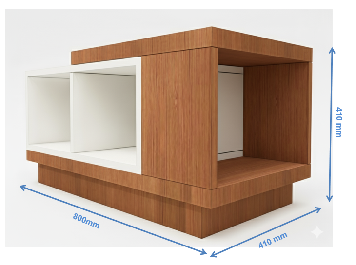 Contemporary Burma Teak & Wool White Finish Coffee Table with Open Storage Shelves