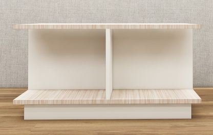 Modern Oak & Wool White Finish Coffee Table – Dual-Tone Open Shelf Design