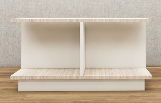 Modern Oak & Wool White Finish Coffee Table – Dual-Tone Open Shelf Design