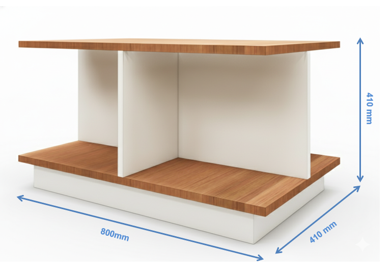 Burma Teak & Wool White Finish Coffee Table – Dual-Tone Open Shelf Design