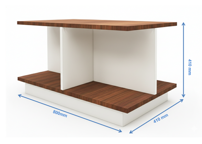 American Walnut & Wool White Finish Coffee Table – Dual-Tone Open Shelf Design