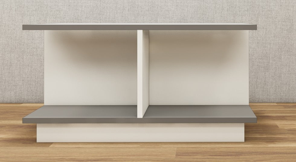 Dust & Wool White Finish Coffee Table – Dual-Tone Open Shelf Design