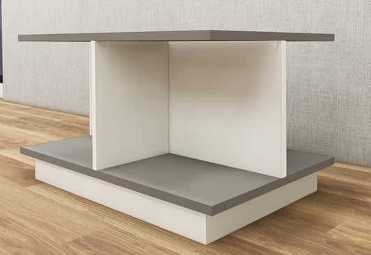 Dust & Wool White Finish Coffee Table – Dual-Tone Open Shelf Design